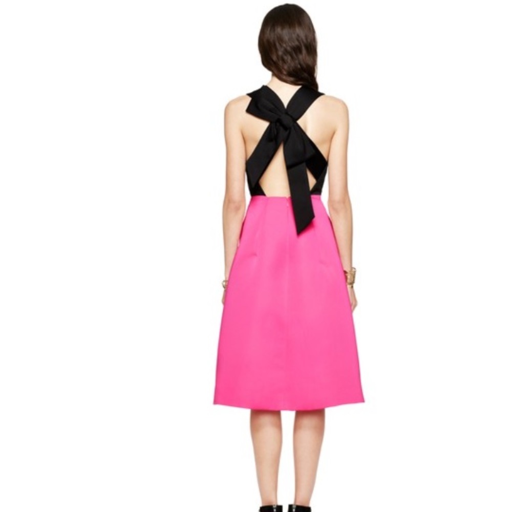 kate spade Black and Hot Pink Fit-and-Flare Midi Dress